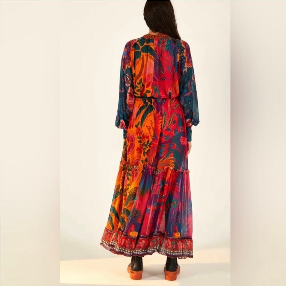 Farm Rio Mixed Prints Button Down Maxi Dress Long Sleeve Multicolor Size L NWT - Picture 13 of 13